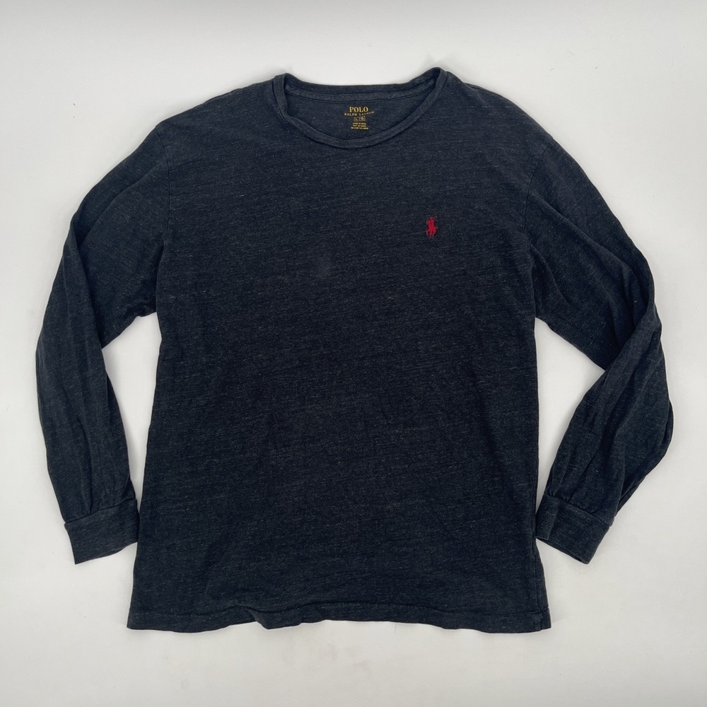 Polo Ralph Lauren Mens T-shirt Large Dark Gray Long Sleeve Classic Fit Crew Neck